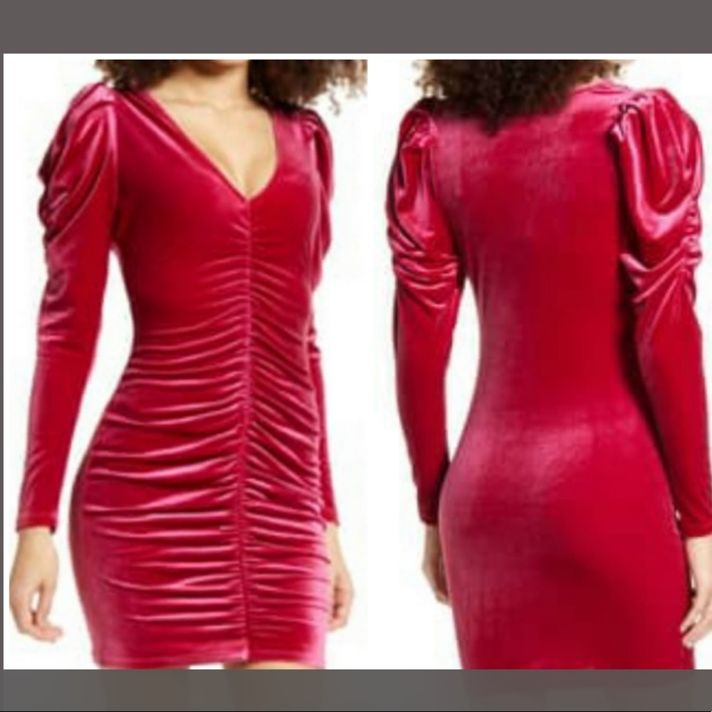 Leith velvet ruched mini dress